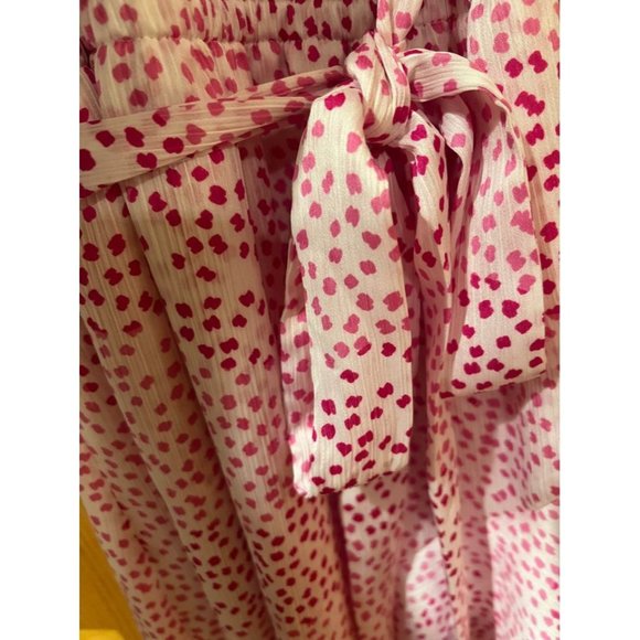 Express Pink Dot High Neck Halter Ruffle Asymmetrical Dress Waist Tie Size Small - Picture 6 of 10